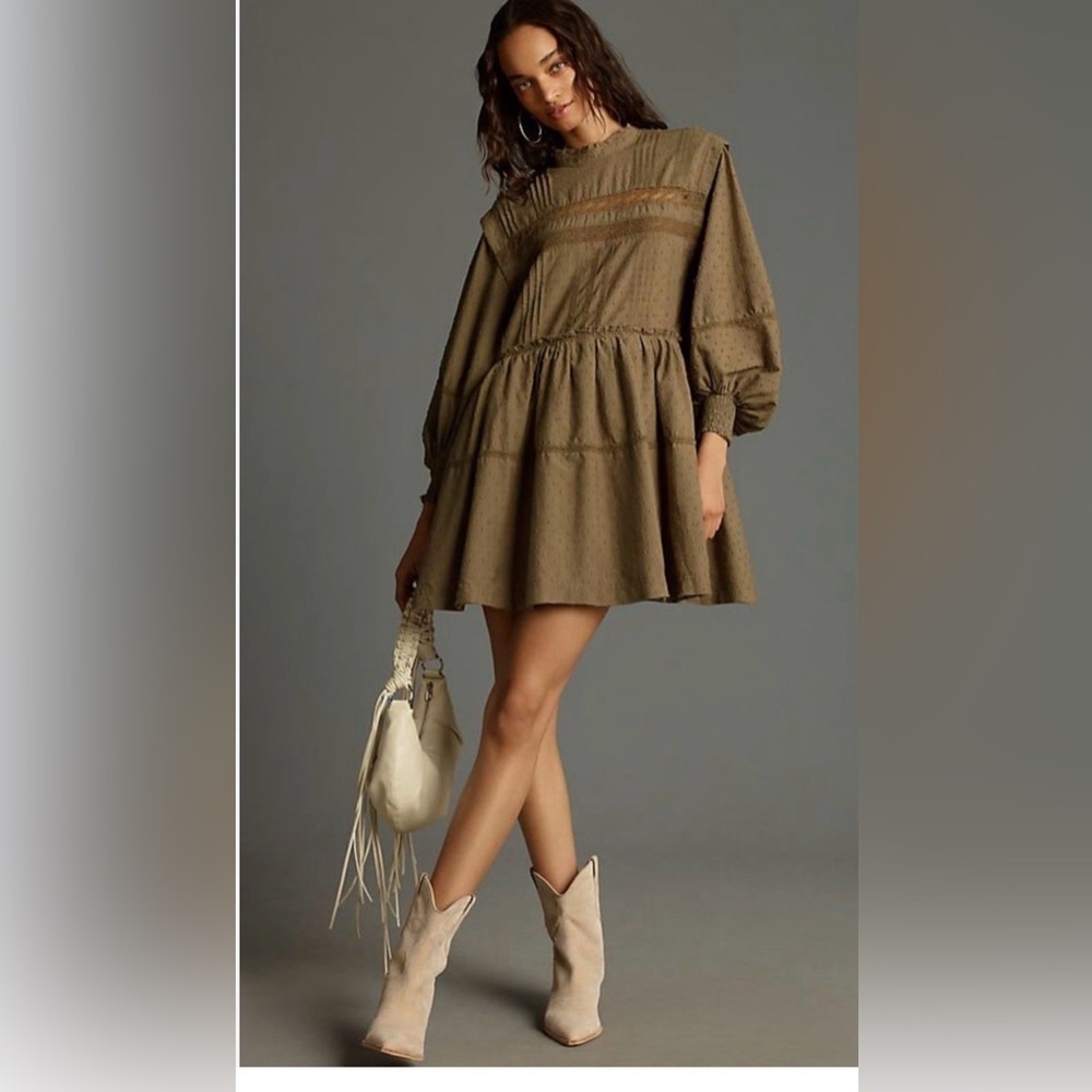 Anthropologie Pilcro Textured Swiss Dot Tiered Dress‎ | Size Small | NWT